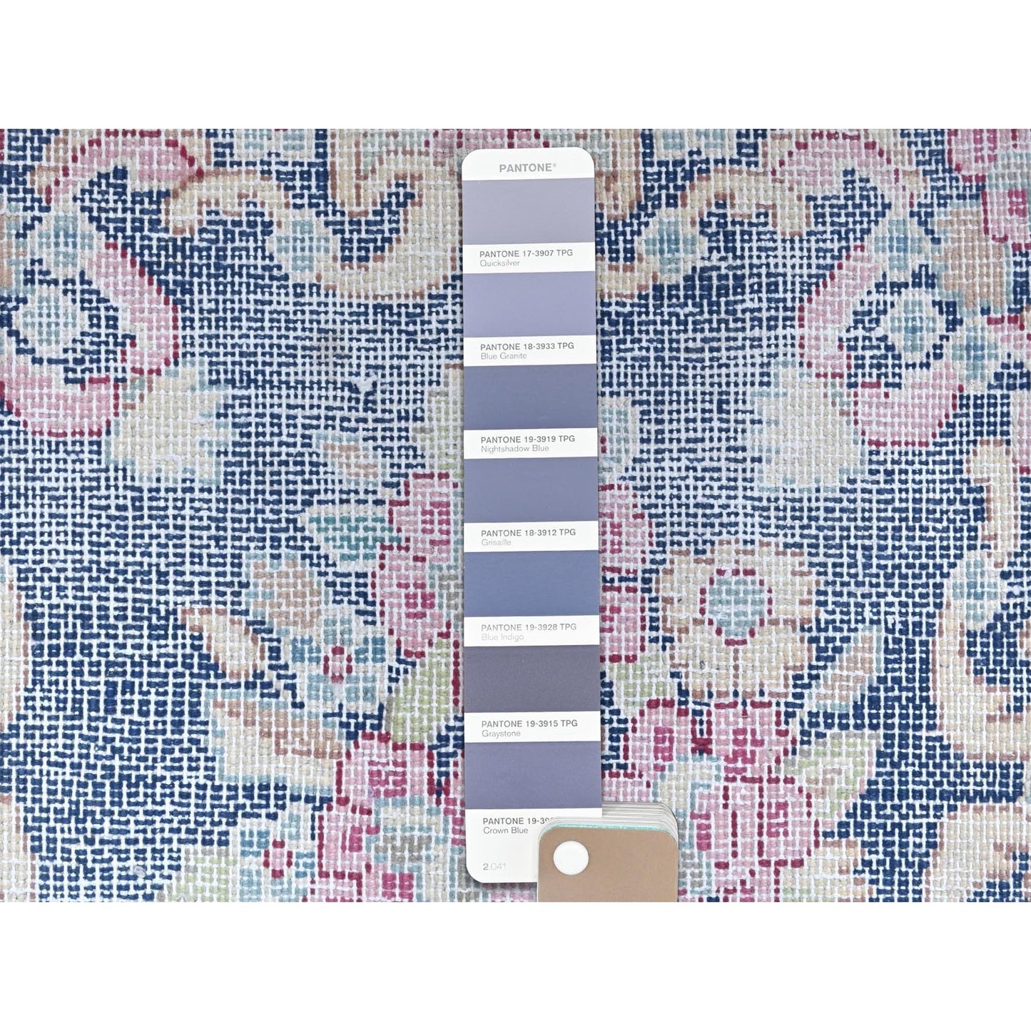 1'6"X1'6" Blue Hand Knotted Vintage Farsian Karman Worn Wool Square Rug