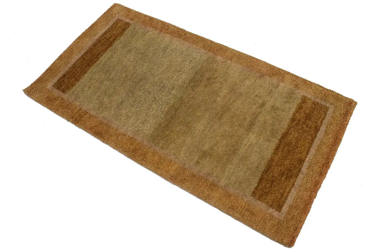 Small Beige And Rust Gabbeh Rug Tribal Design