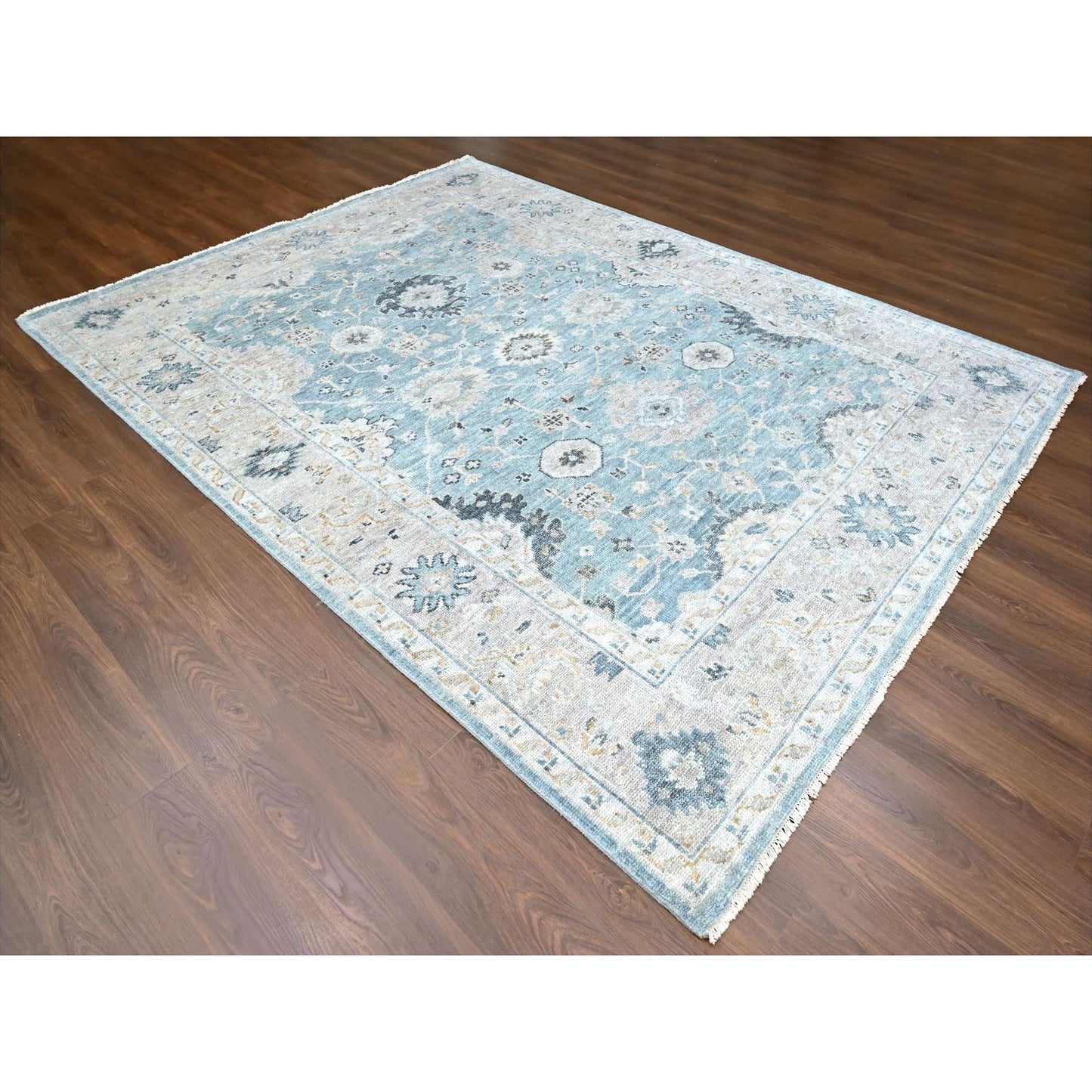 9'X12' Gray Oushak Design Supple Collection Hand Knotted Soft Wool Rug