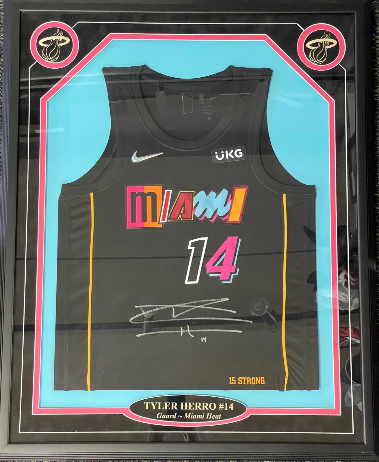(JSA) Tyler Herro Autographed Framed Miami Heat Mash Up Jersey