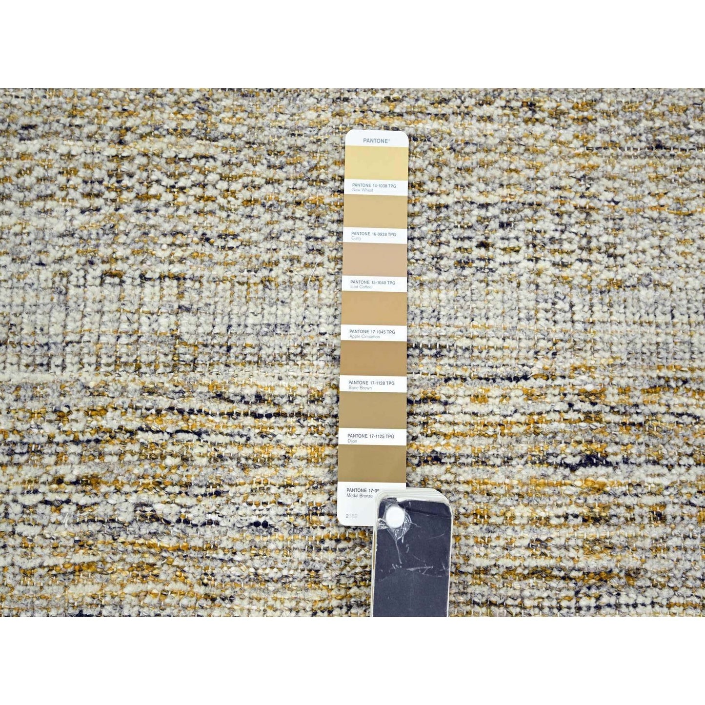 2'7"X8'2" White & Gold Hand Knotted Oxidized Grass Design Wool Runner Rug