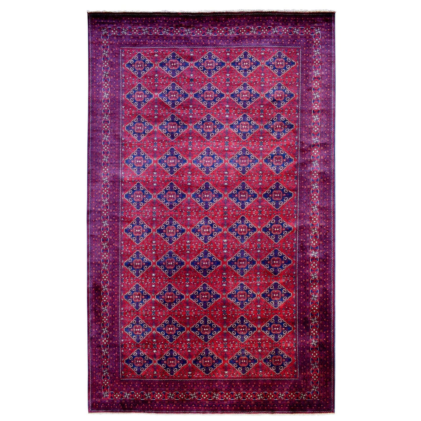 9'10"X16' Red Afghan Khamyab Organic Wool Hand Knotted Oversized Rug