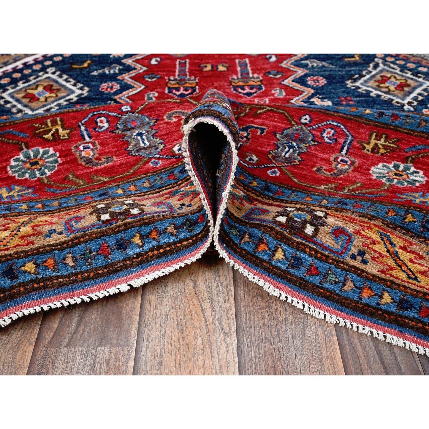 9'1"X12'3" Red Antique Caucasian Design Revival Hand Knotted Pure Wool Rug