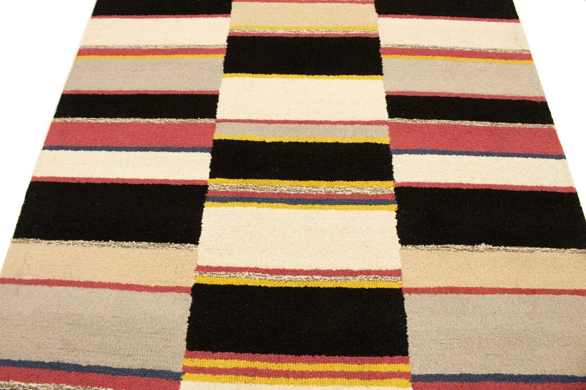 Hand-Tufted Multicolored Stripes Plush 5X8