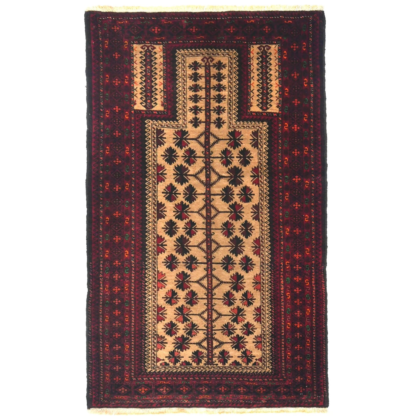 Cream Tribal Geometric Design Handmade Oriental