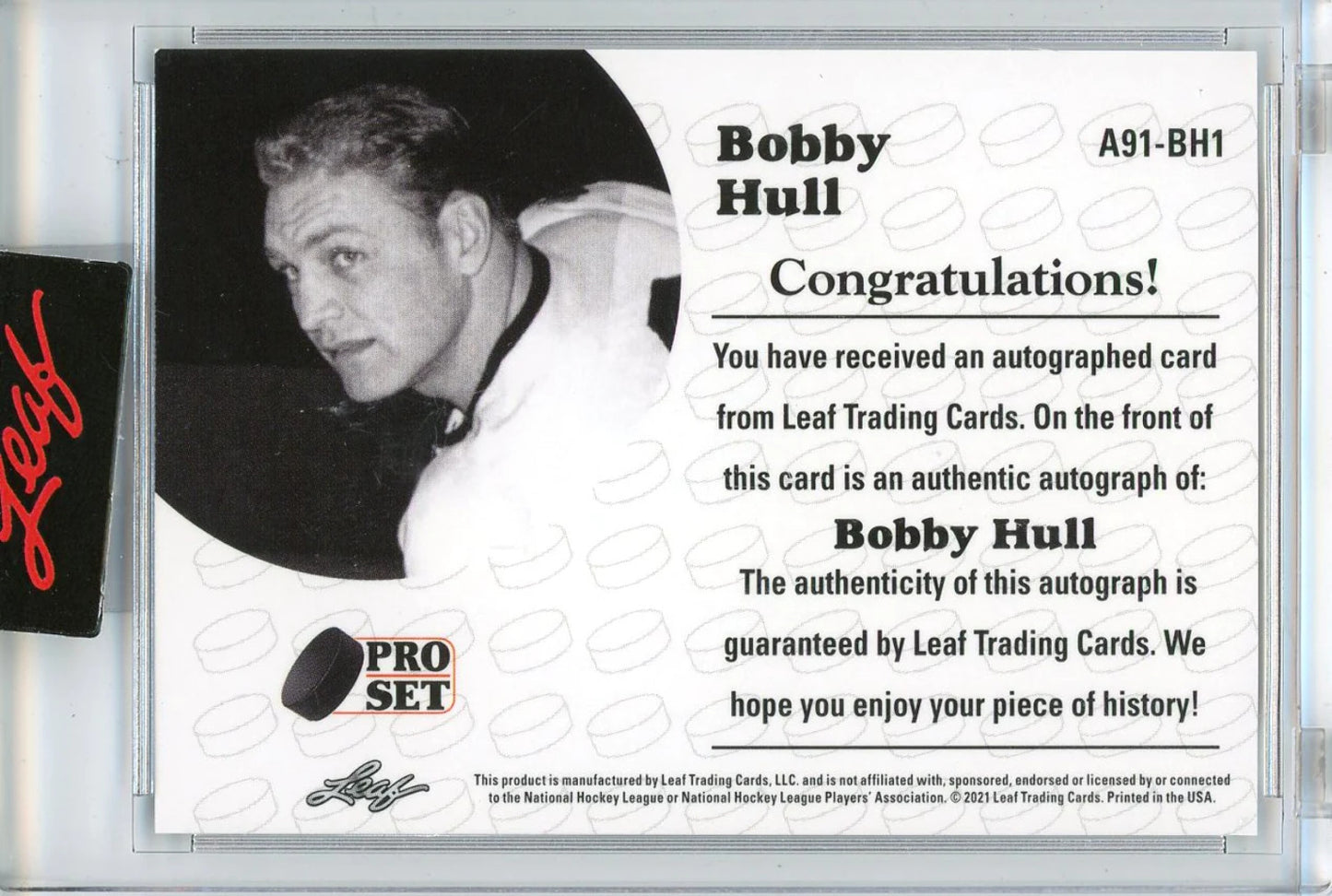 Bobby Hull Autographed 2021 Leaf Pro Set Encased