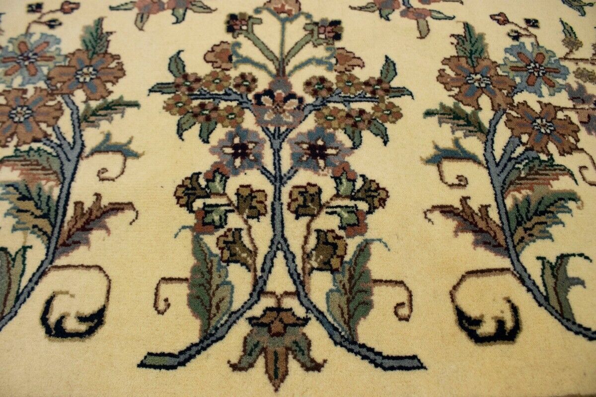 Classic Beige Floral Design Hand-Knotted Oriental