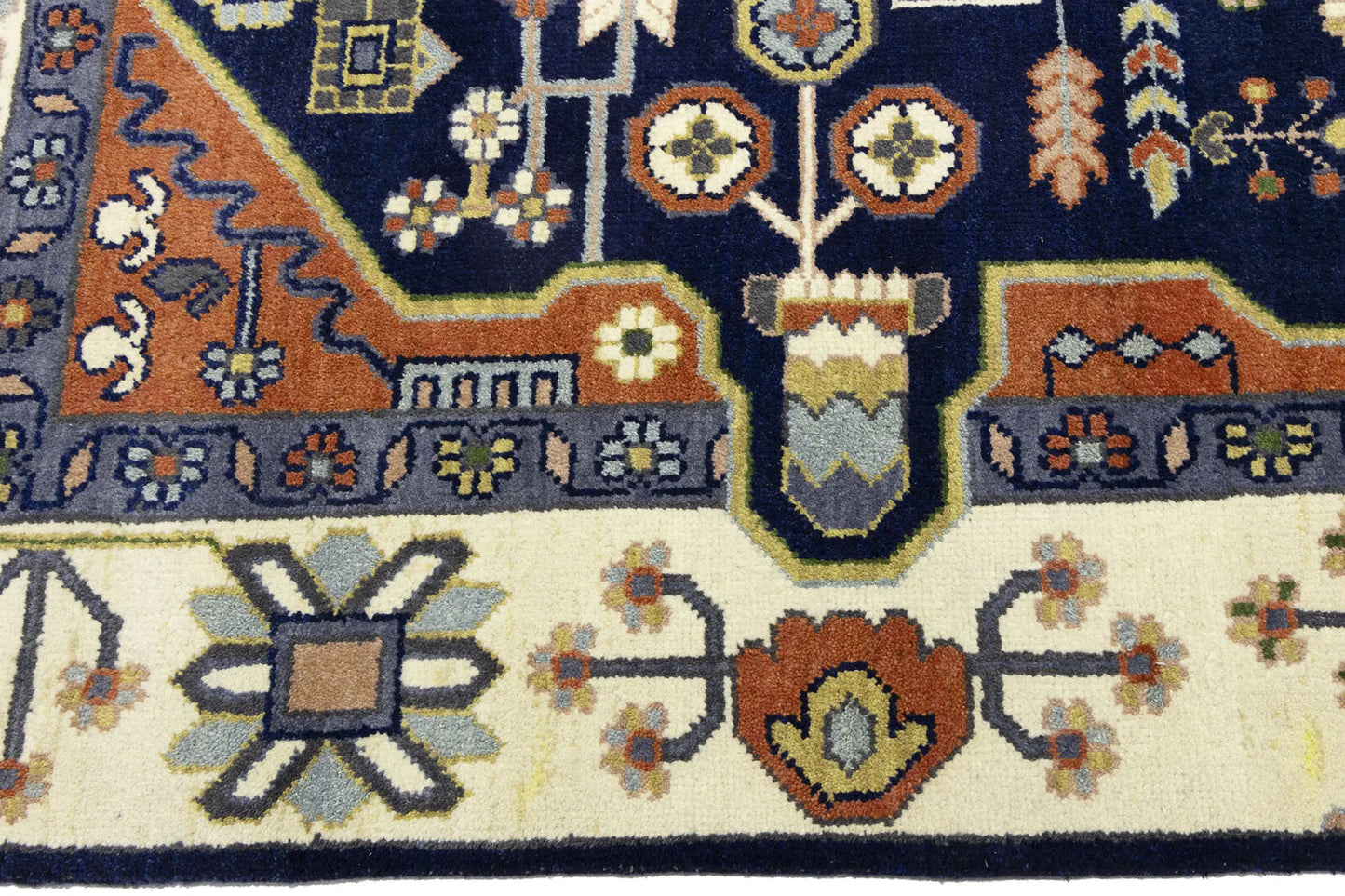 9X12 ft Navy Tribal Heriz Serapi Wool Oriental