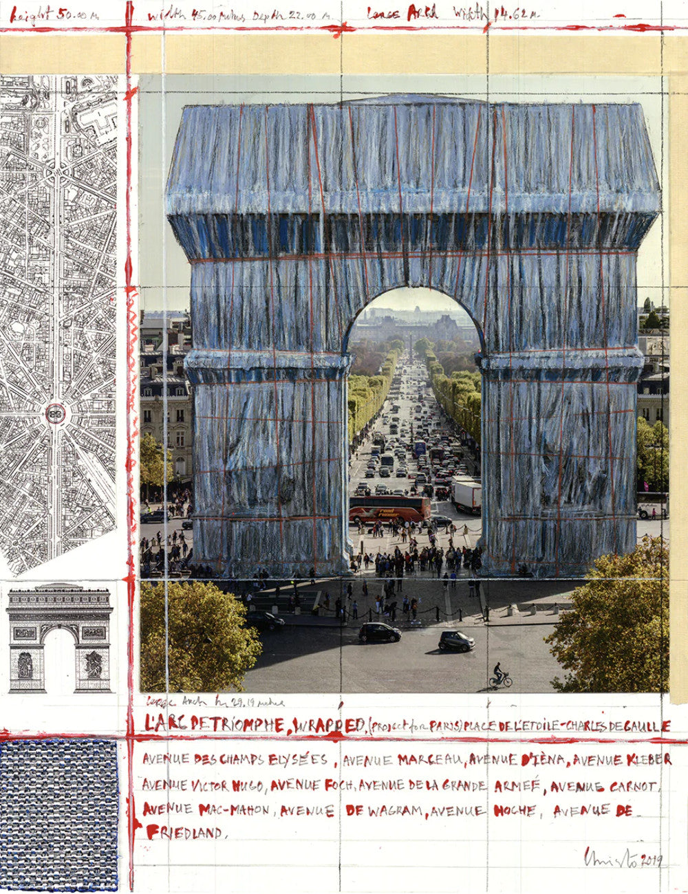 Javacheff Christo L'Arc De Triomphe, Wrapped Project For Paris Iii "
