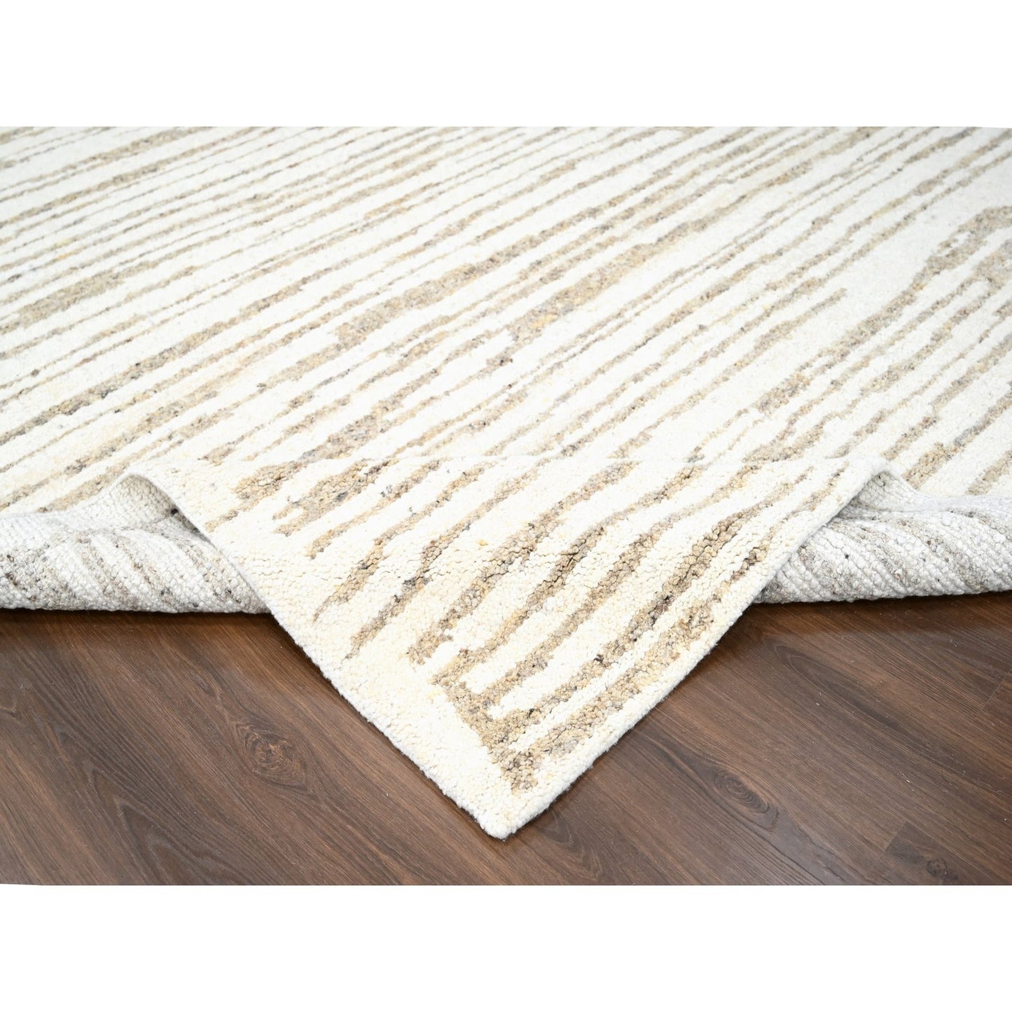 12'X14'10" Camel Brown Minimalist Hand Knotted Wool Oversize Oriental Rug