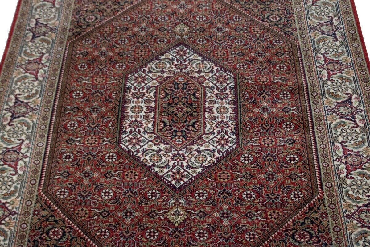 4X6 Ft Handmade Wool Indo-Bidjar Rug Floral