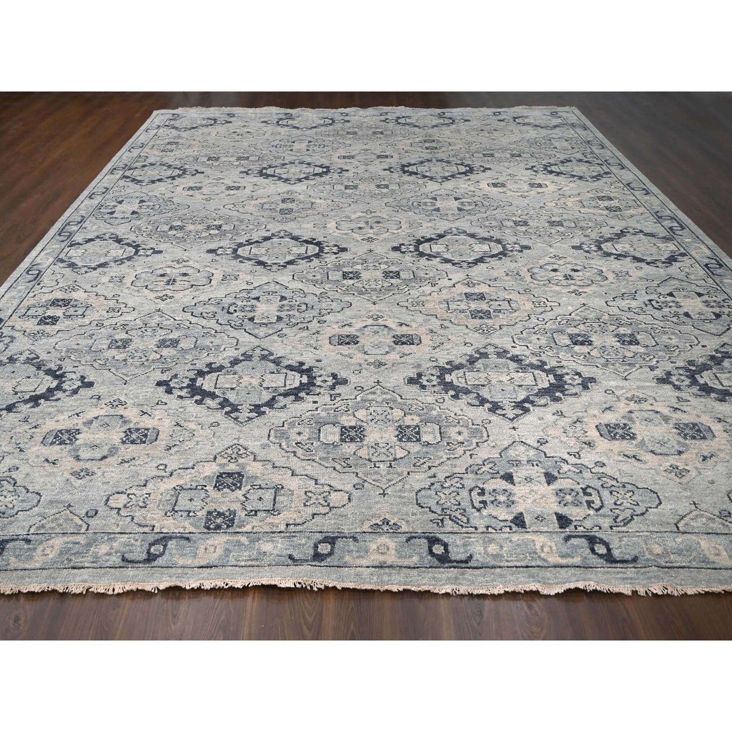 13'9"X17'9" Gray Wool Hand Knotted Anatolian Design Oversized Rug