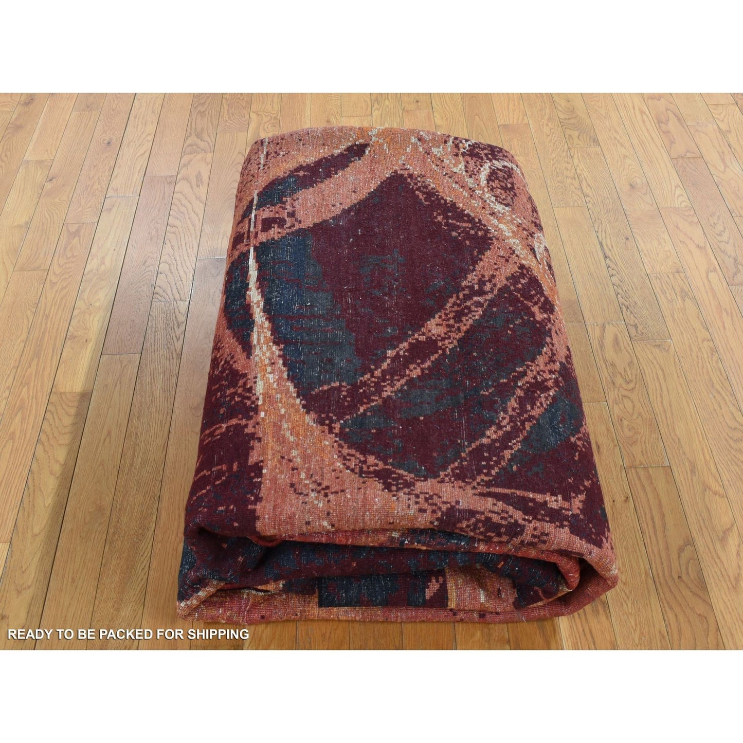 9'2"X12' Red The Flamboyant Galaxy Design Wool And Silk Hand Knotted Rug