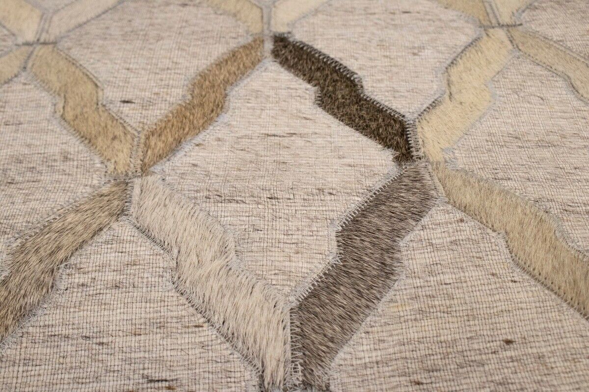 5X8 ft Handcrafted Silver Cowhide Rug