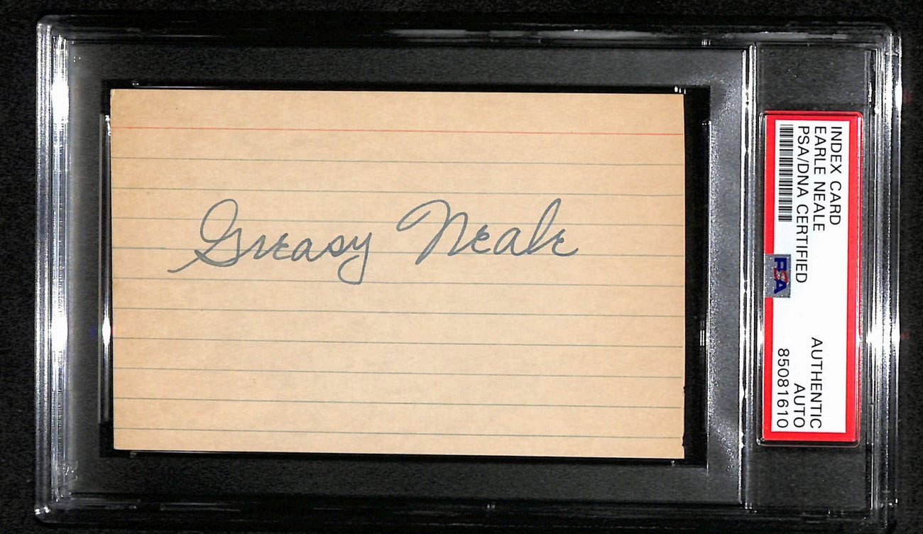 Earle Greasy Neale Hof Signed 3X5 Index Card