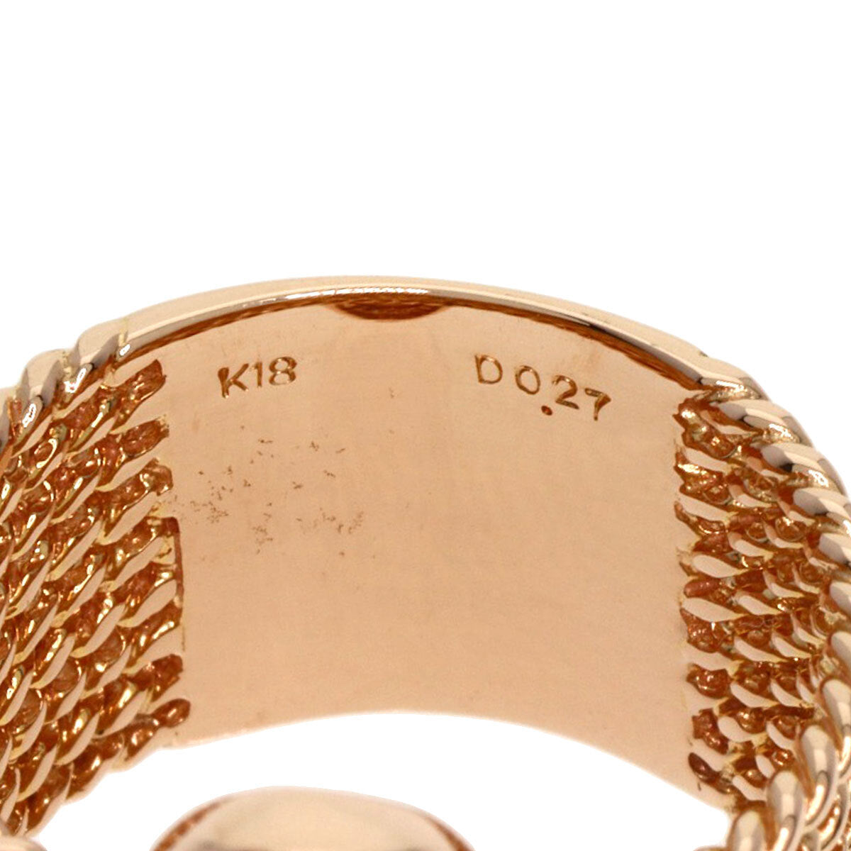 0.27Ct Flower Motif Diamond Shell Ring K18 Pink