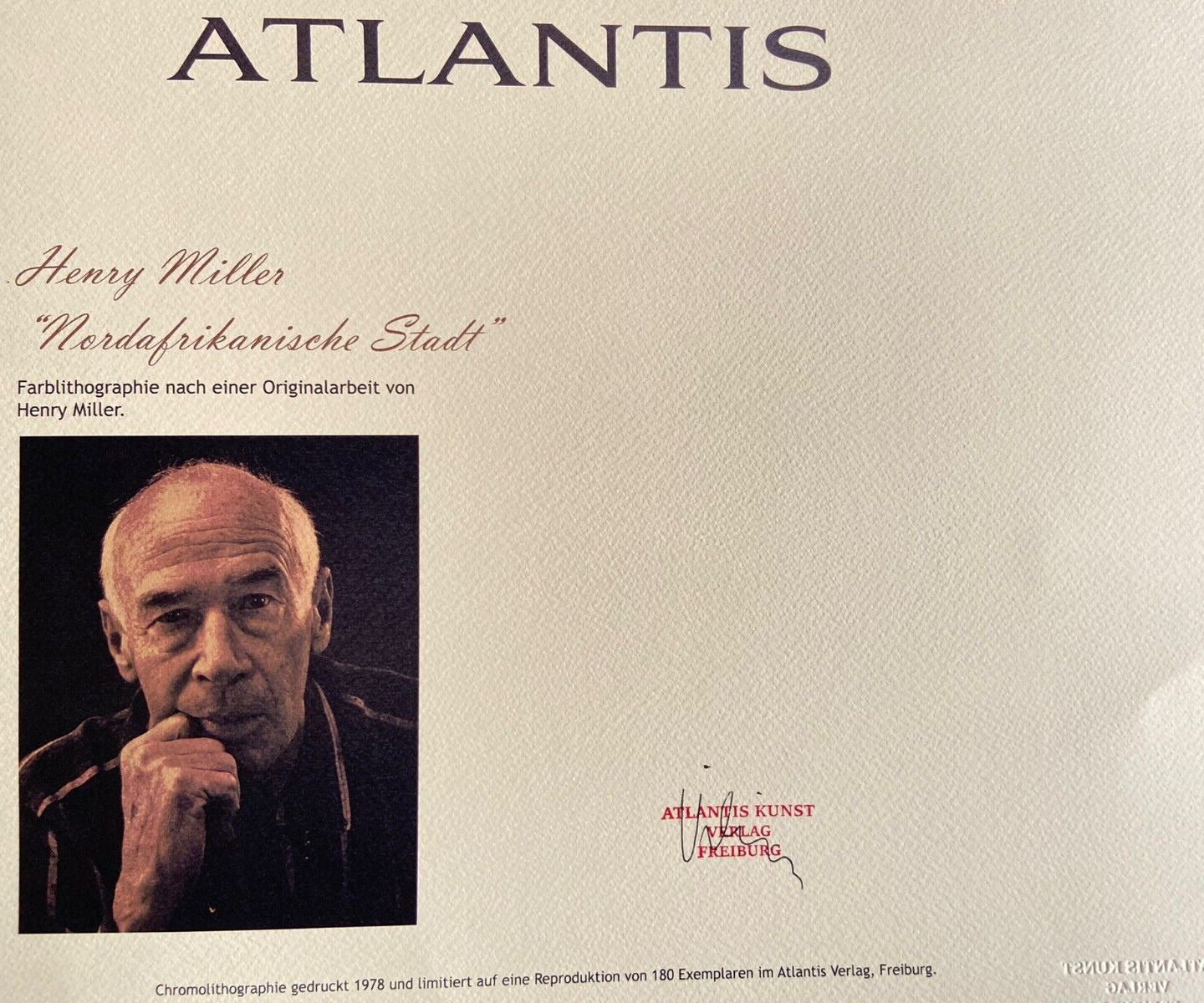 Henry Miller Lithograph Numbered Stamped