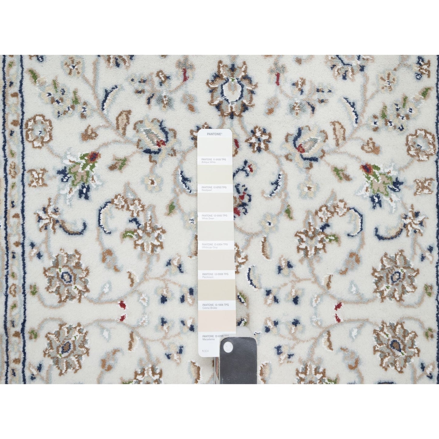 2'7"X12'2" White 250 Kpsi Wool And Silk Nain Hand Knotted Runner Rug