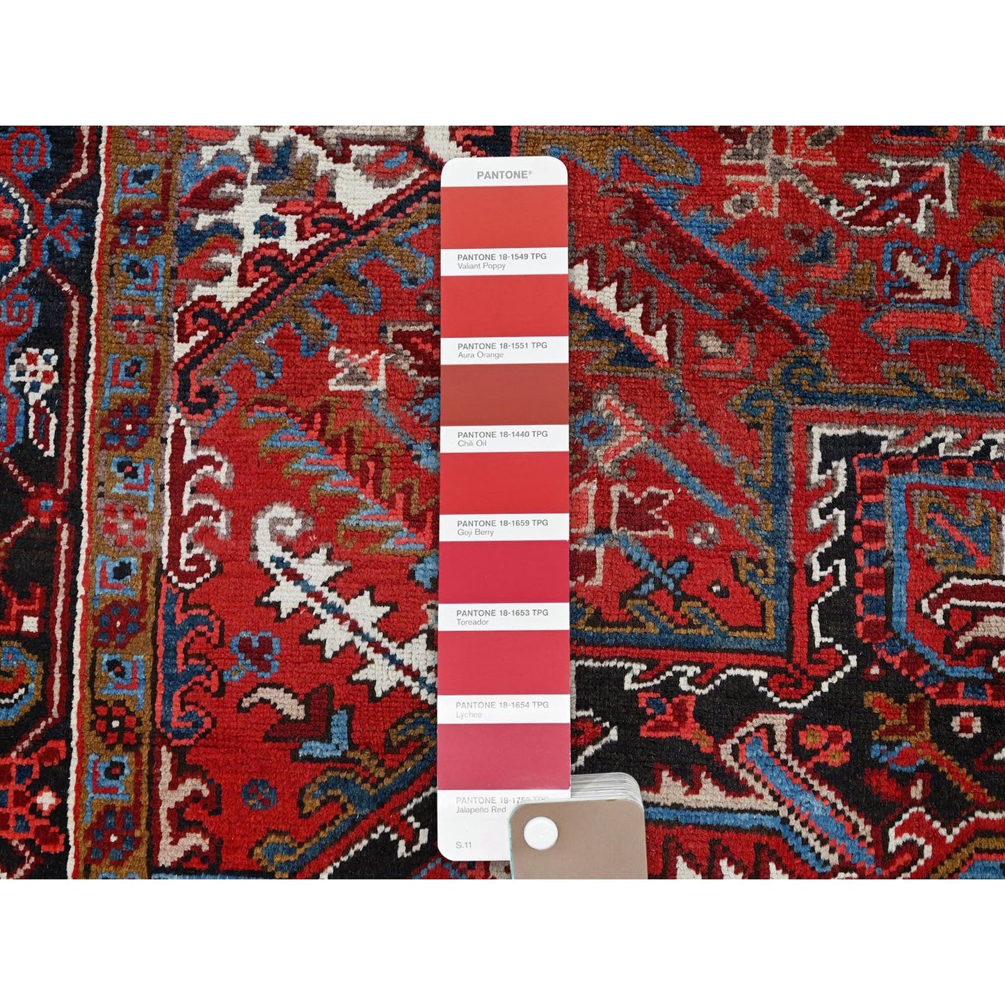 7'3"X9'5" Red Vintage Zoroastrian Heris 100% Wool Hand Knotted Oriental Rug