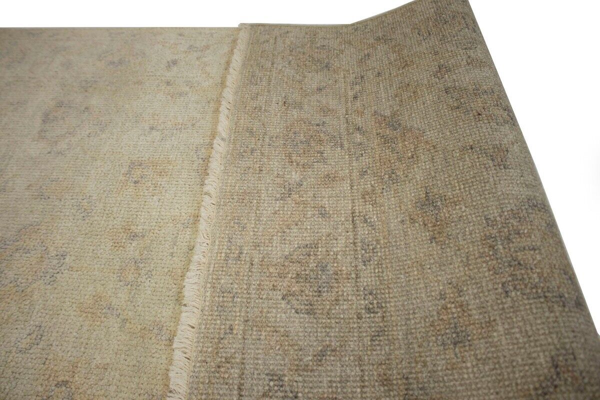 Handmade Oushak Chobi Oriental Rug Muted Floral