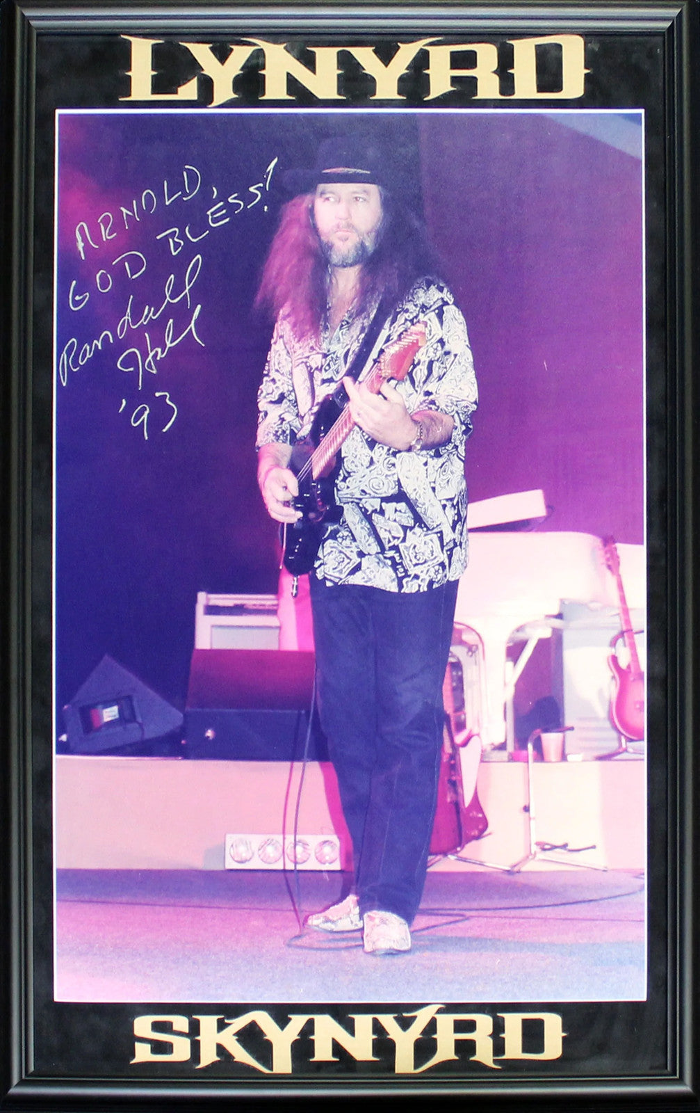 Randall Hall Autographed Framed 20X32 Lynyrd Skynyrd Photo