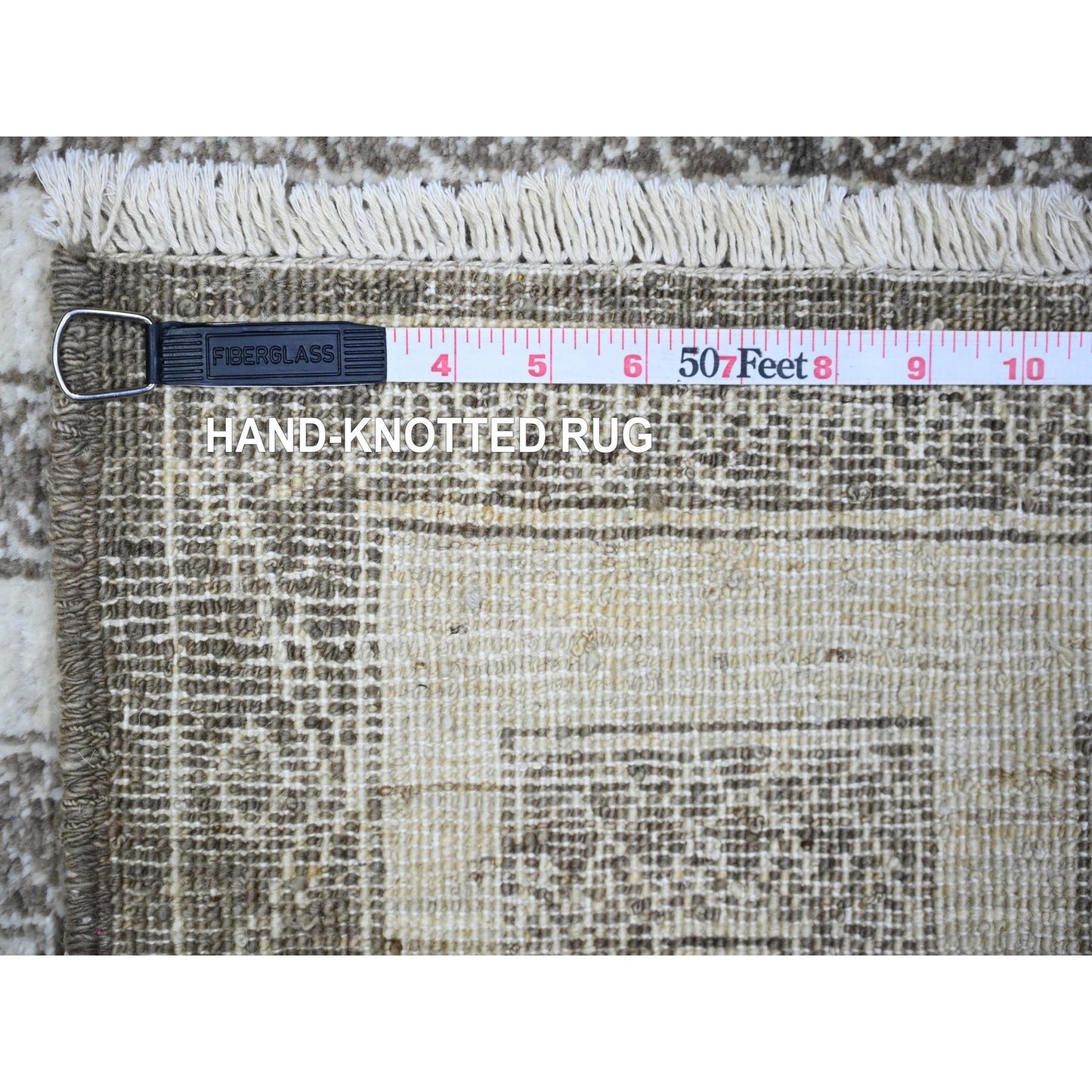 4'X5'8" Taupe Brown Fine Peshawar Wool Hand Knotted Oriental Rug