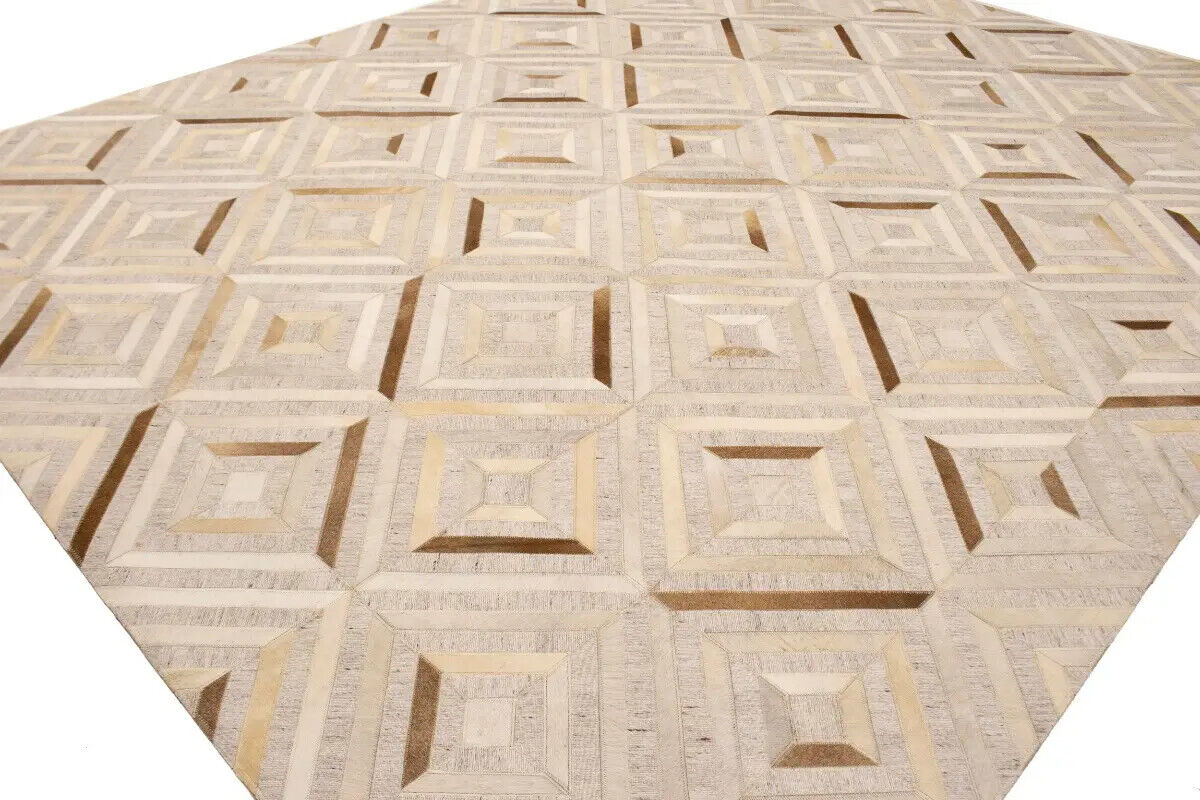 Patchwork Modern Cowhide Leather Rug Contemporary