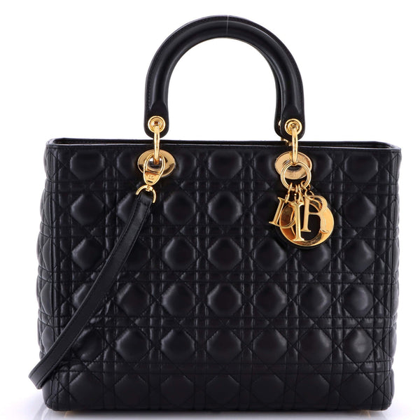 Christian Dior Vintage Lady Dior Bag Cannage Quilt Lambskin Large