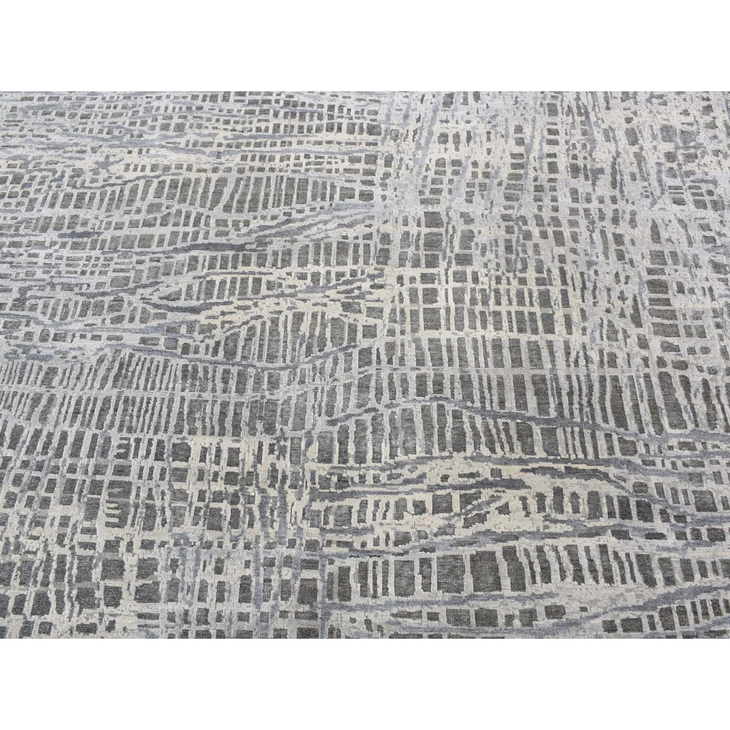 8'10"X12'2" Cloud Gray The Lost Branches Silk With Wool Hand Knotted Rug