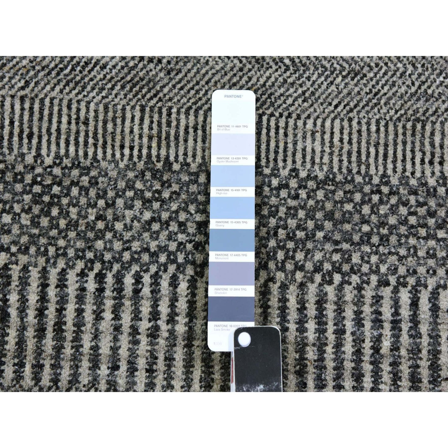 2'5"X15'10" Gray Grass Design Hand Knotted Undyed Wool Xl Runner Rug