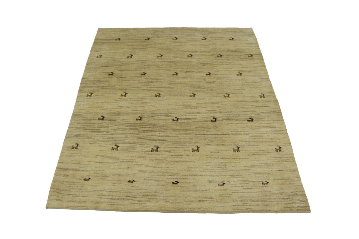Modern Gabbeh Wool Area Rug Thick Pile Tribal