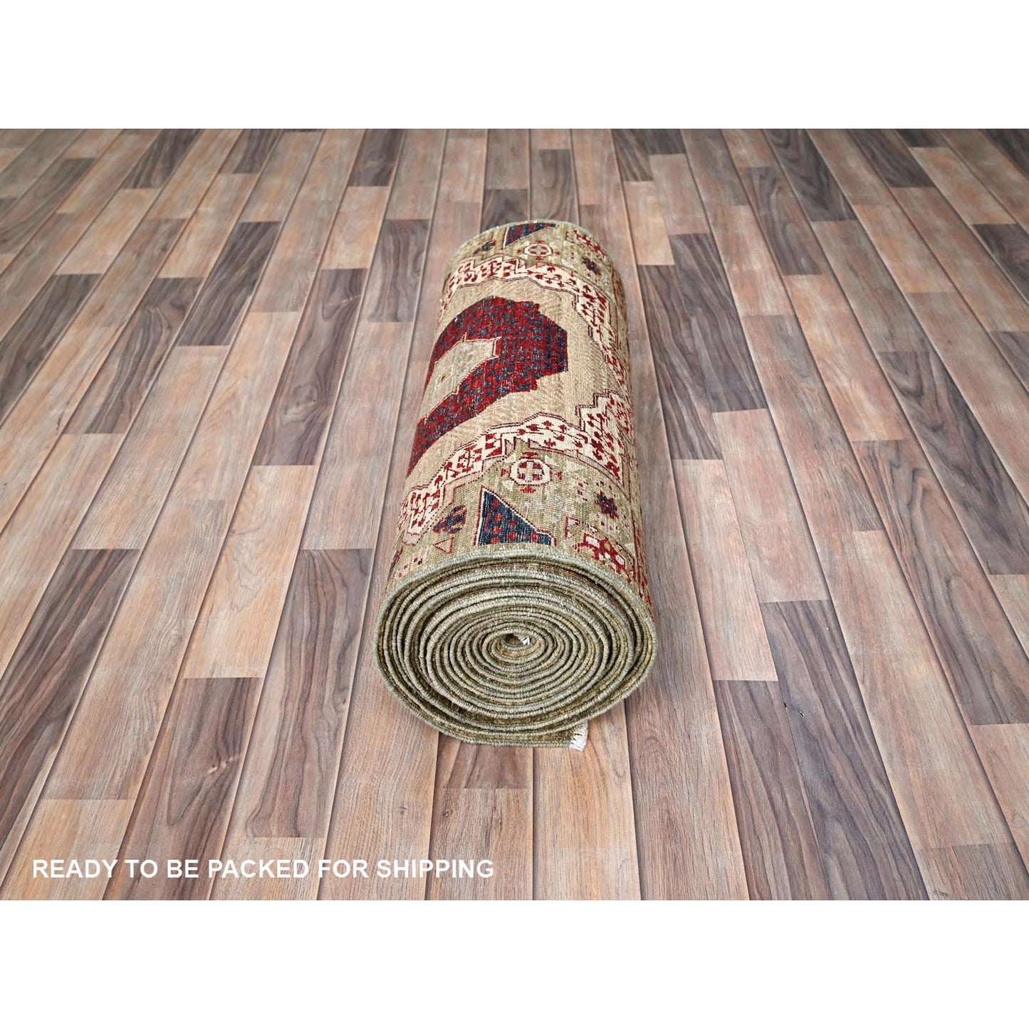 2'4"X24'7" Green Hand Knotted Mamluk Design Pure Wool Xl Runner Rug