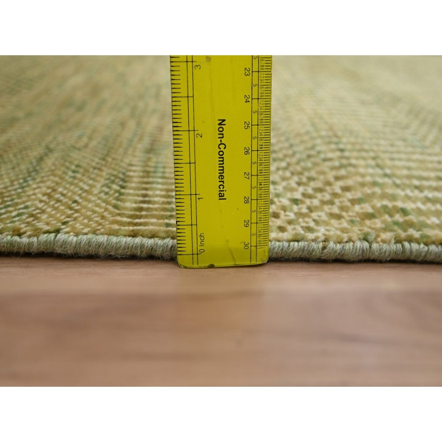 2'8"X8'2" Brown Wool And Silk Modern Grass Design Hand Knotted Runner Rug