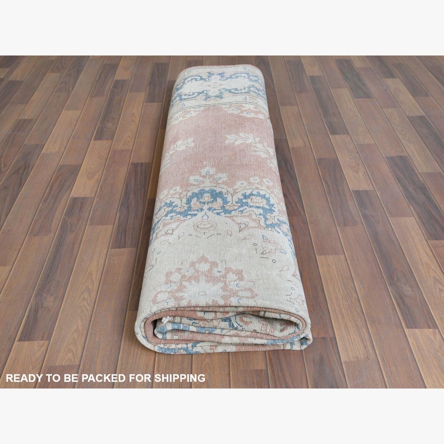 9'8"X12'7" Farsian Karman Clean Sun Faded Pink Wool Hand Knotted Rug
