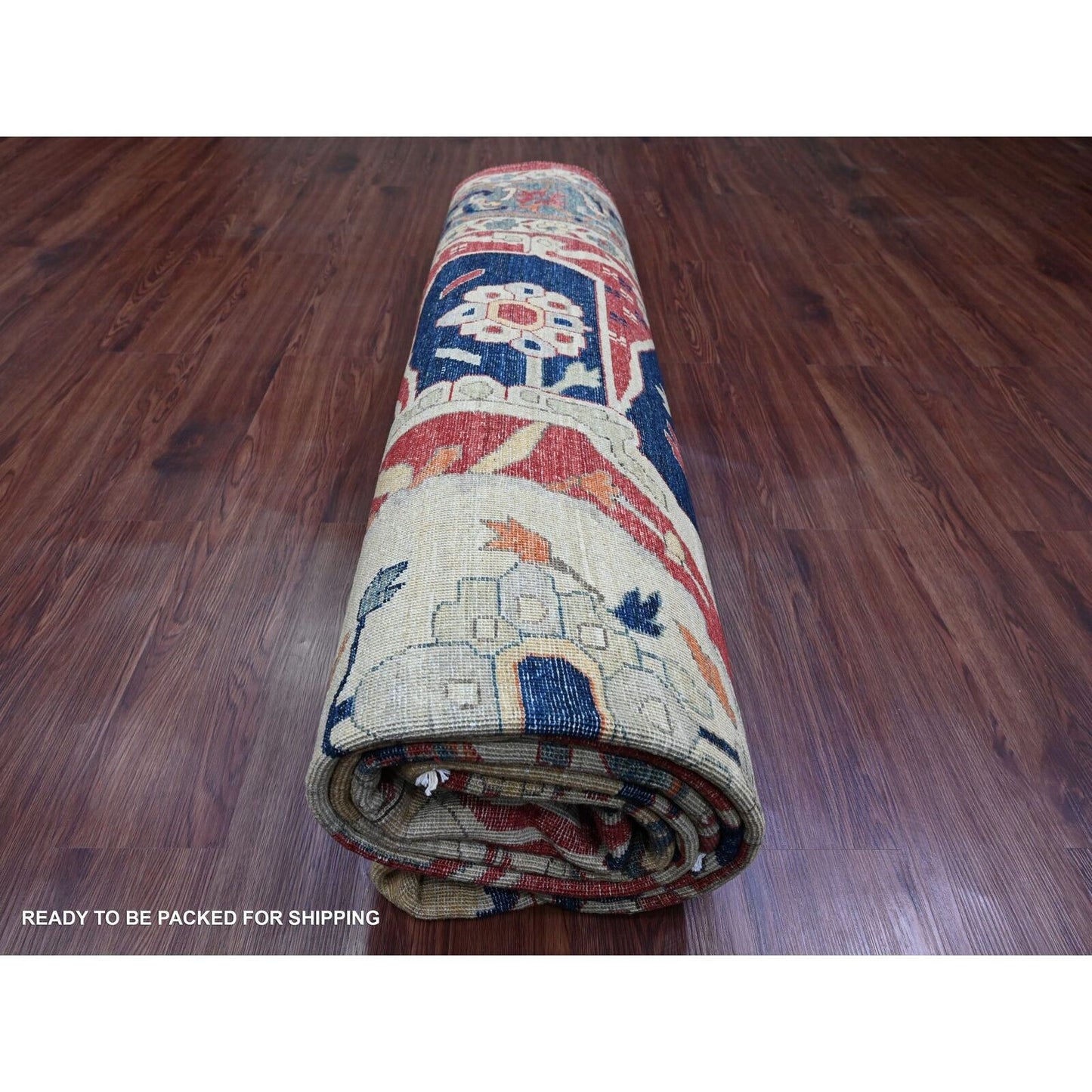 9'X12' Red Seeripe Heris With Flower Design Hand Knotted 100% Wool Rug