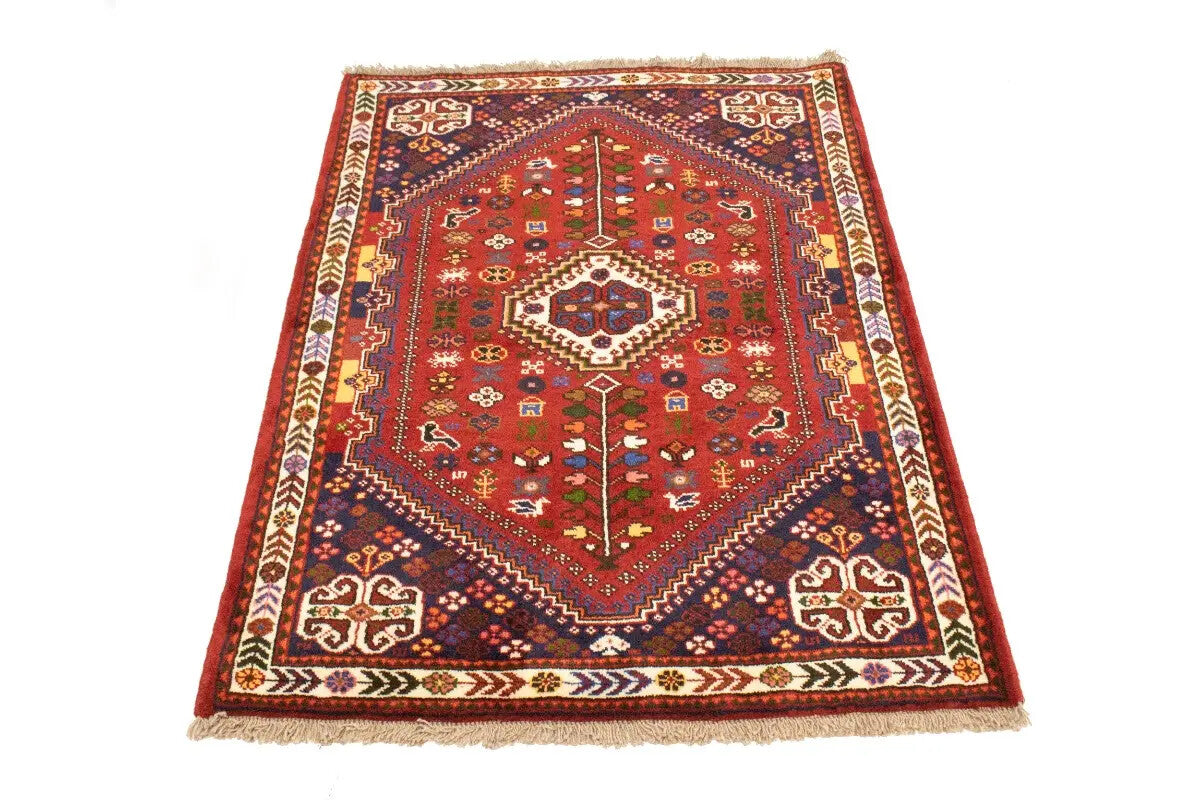 Hand-Knotted Wool Oriental Rug Vintage Tribal