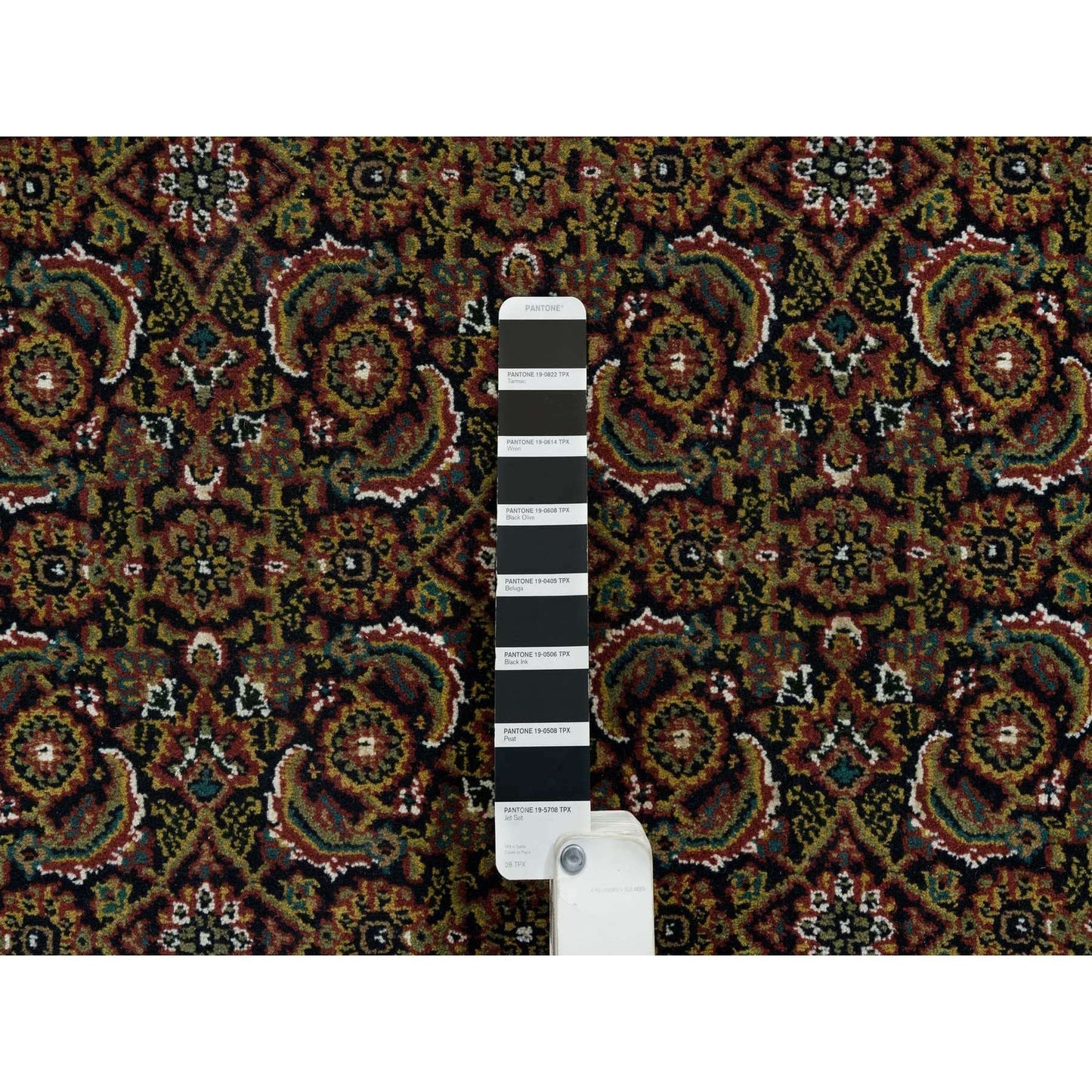 4'X6'5" Navy Blue Herrita Design Wool Hand Knotted 250 Kpsi Rug