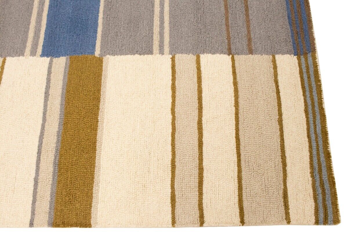 Hand-Tufted Multicolored Stripes Design Plush Rug