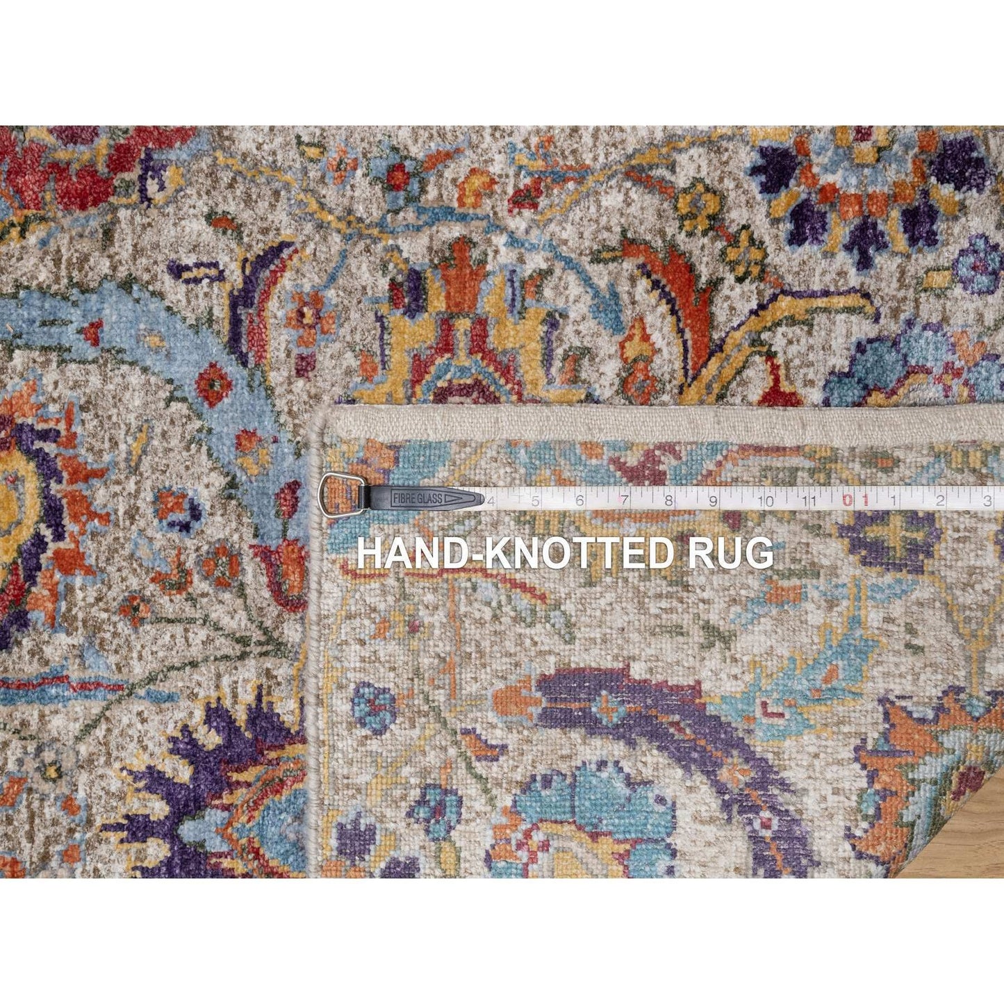2'5"X26' White Silk With Wool Hand Knotted Sickle Leaf Design Runner Rug