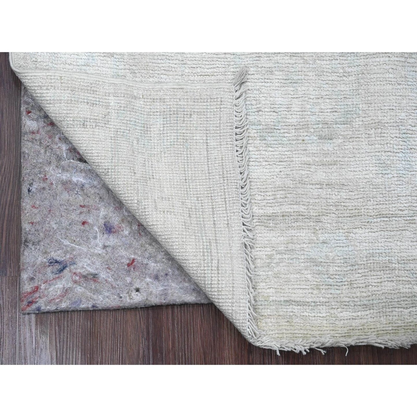 2'7"X7'9" White Afghan Angora Oushak Hand Knotted 100% Wool Runner Rug