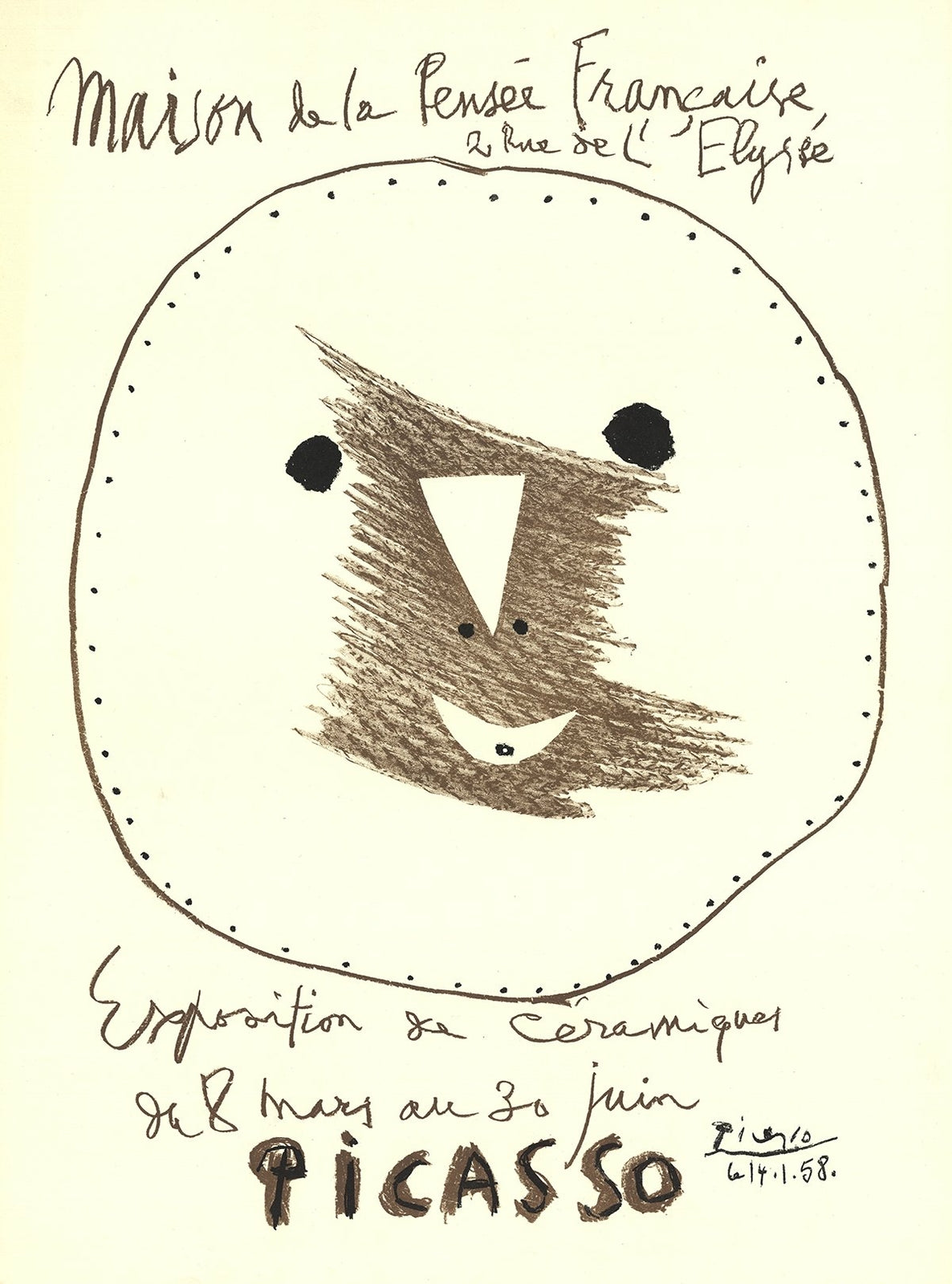 Pablo Picasso Exposition De Ceramiques " Lithograph Cubism Br