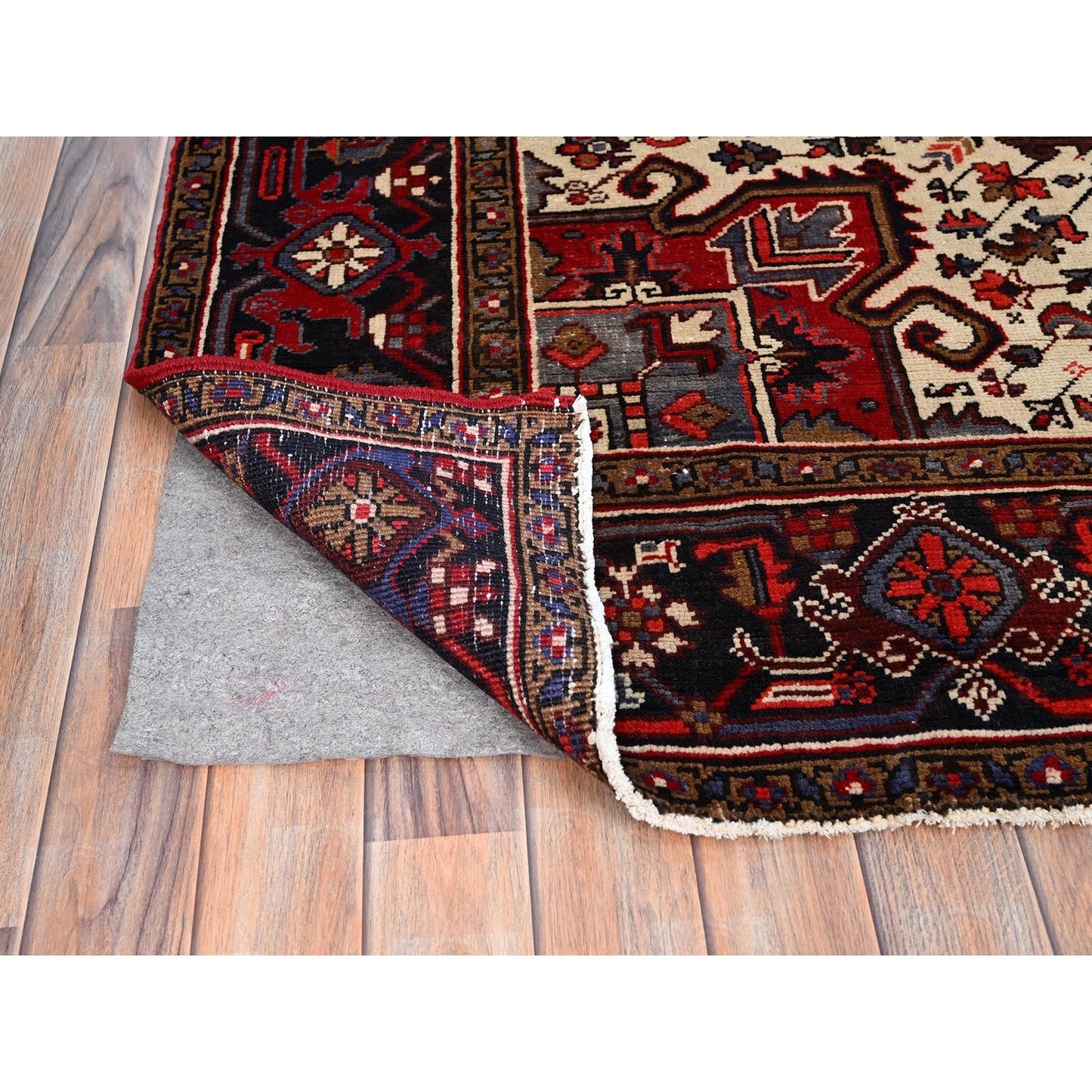 6'8"X9'5" Harvest Apple Red Hand Knotted Vintage Heris Cleaned Abrash Rug