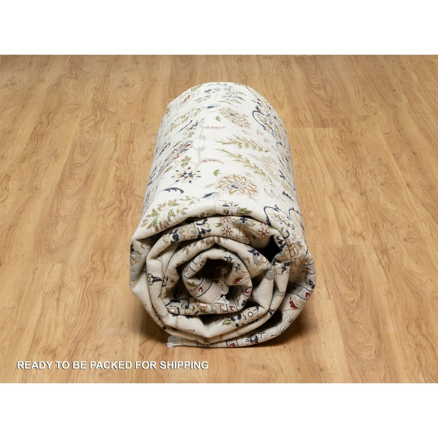 9'9"X13'9" White 250 Kpsi Nain Design Wool And Silk Hand Knotted Rug