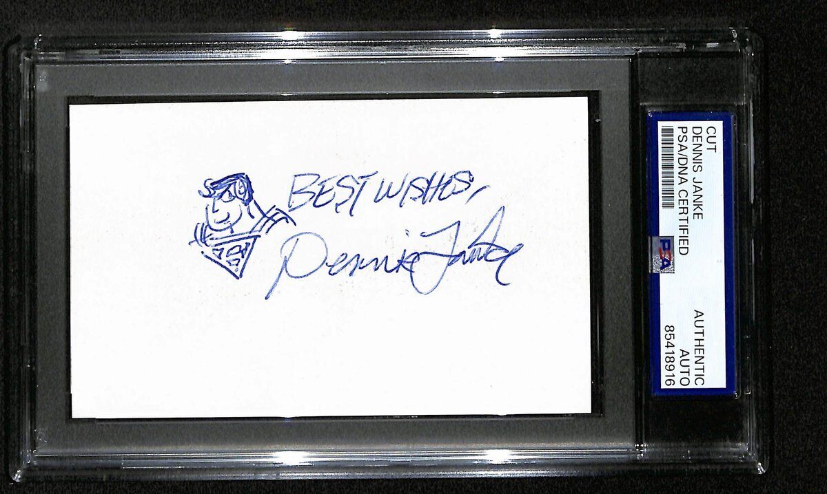 Dennis Janke Signed/Inscr Cut On 3X5 Index Card