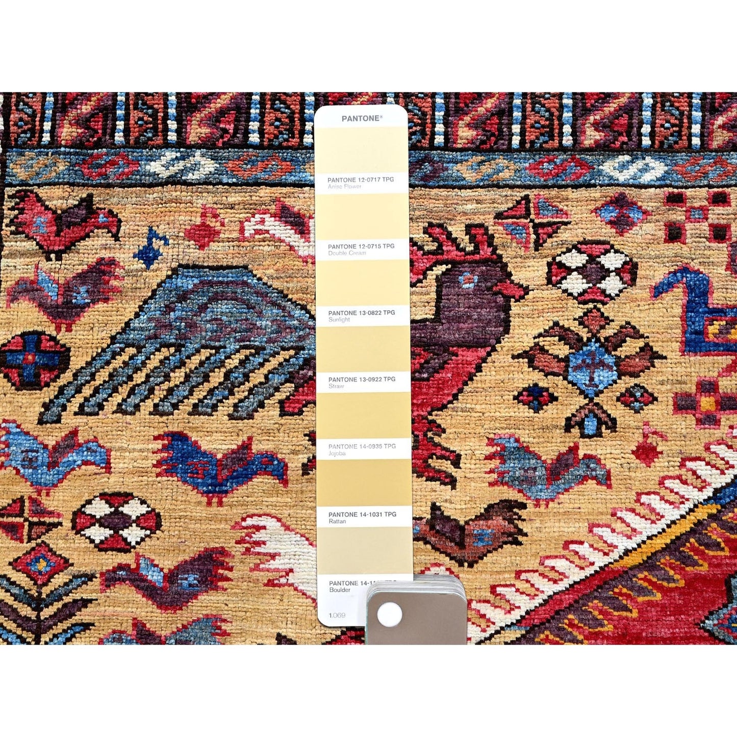 8'7"X10' Yellow Afghan Ersari With Turkish Knot Hand Knotted 100% Wool Rug
