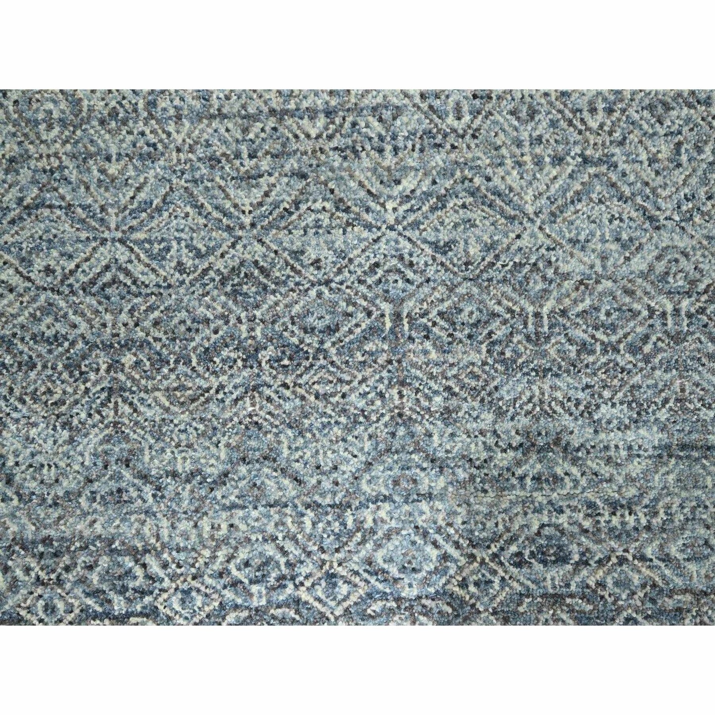 9'X11'10" Silver Blue Kohinoor Herat Diamond Design Wool Hand Knotted Rug