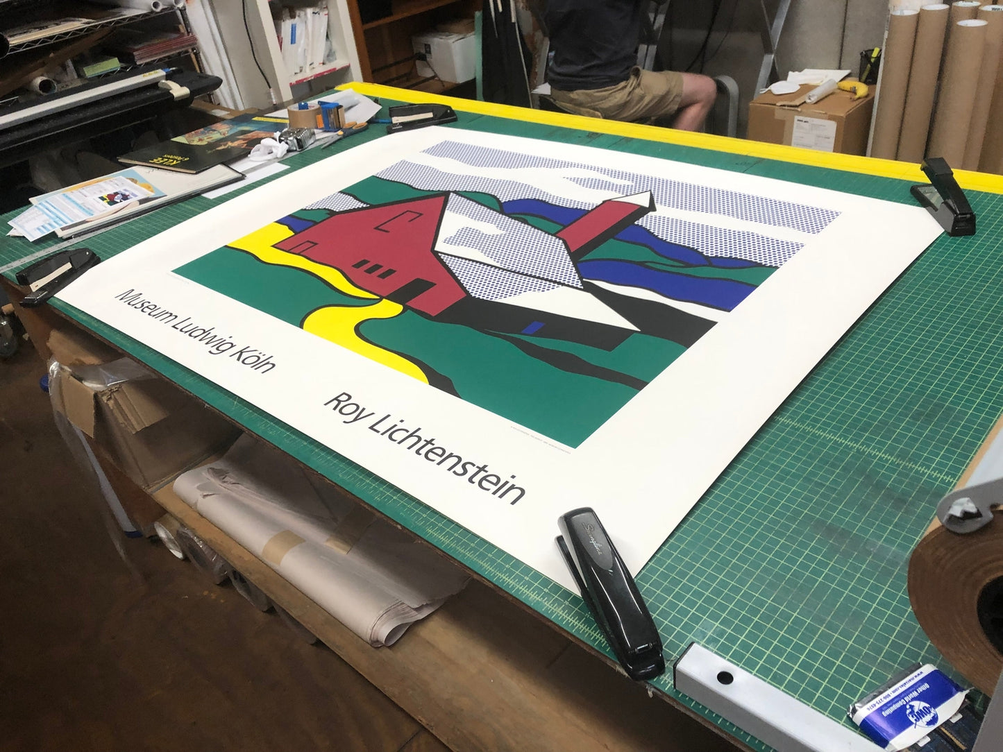 Roy Lichtenstein Red Barn Ii (Lg) " Serigraph Pop Art Green, Red