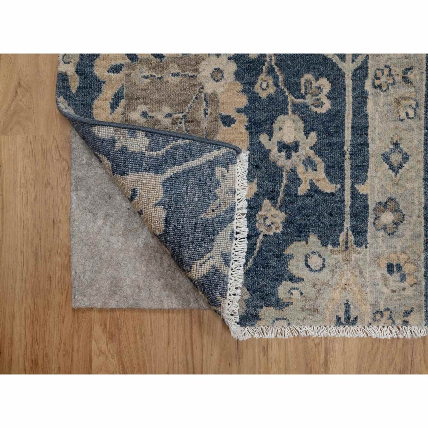 2'X3'1" Navy Blue Oushak Design Wool Hand Knotted Fragment Sample Rug