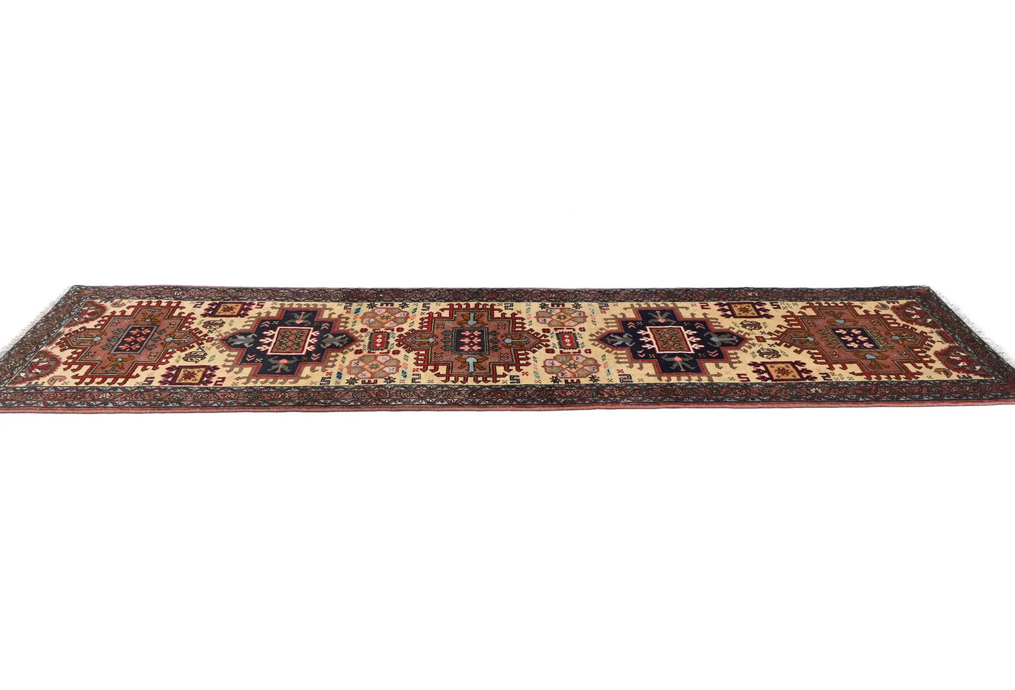 Vintage Tribal Geometric Runner Rug Wool Oriental