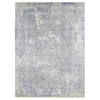 9'X12' Ash Gray Broken Kishoon Wool With Pure Silk Hand Knotted Rug